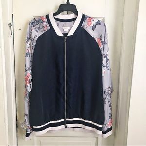 Free with Bundle - Blue Floral Zip-up Jacket